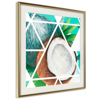 Abstract Poster Frame - Tropical Mosaic with Coconut (Square)-artwork for wall with acrylic glass protection