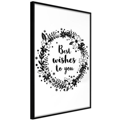 Typography Framed Art Print - Best Wishes-artwork for wall with acrylic glass protection