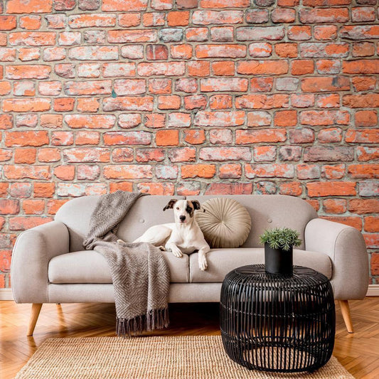 Wall Mural - Loft Wall - Pattern Imitating an Old Red Brick-Wall Murals-ArtfulPrivacy