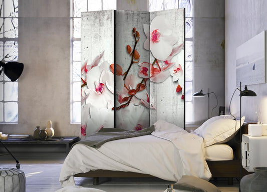 Decorative partition-Room Divider - Concrete Orchid-Folding Screen Wall Panel by ArtfulPrivacy