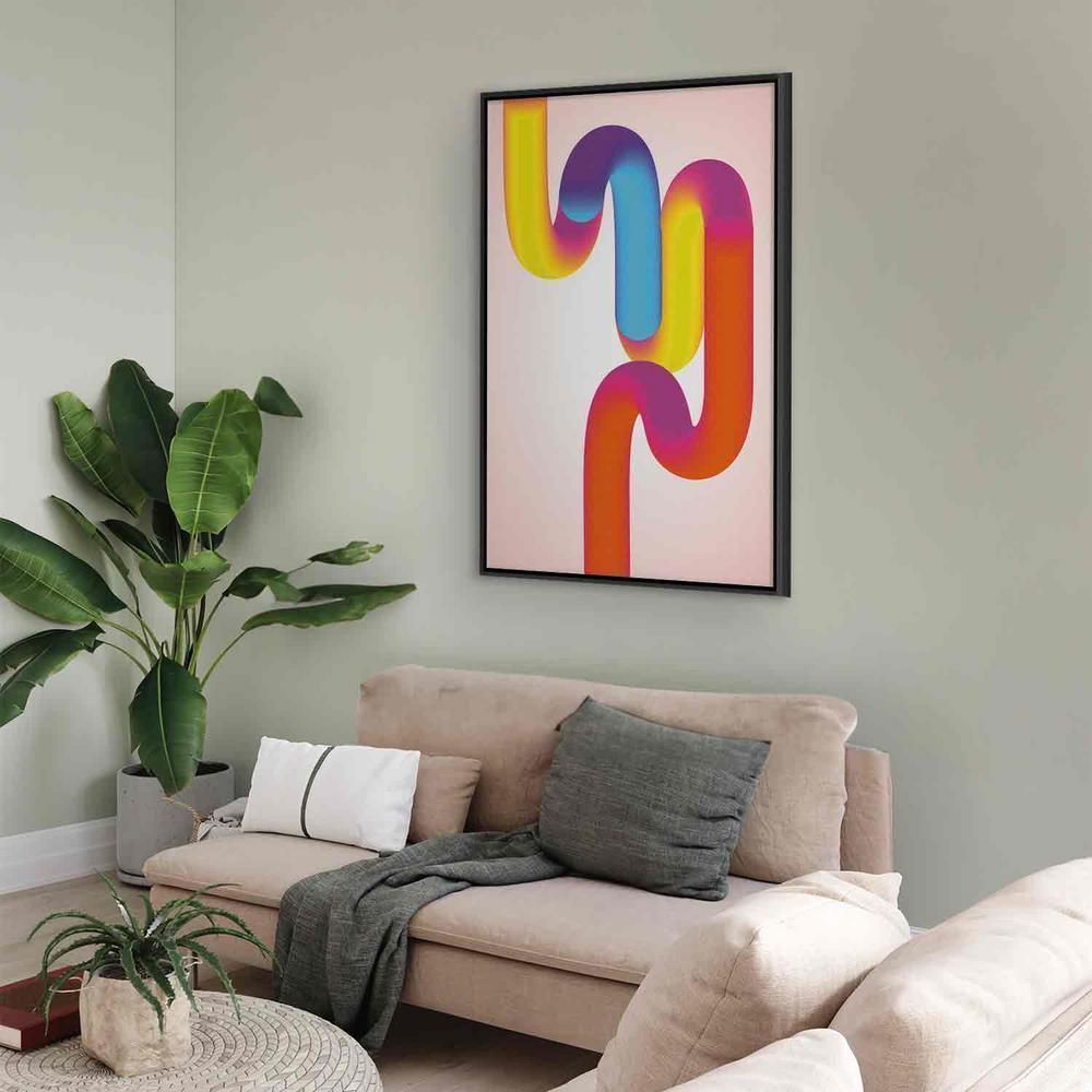 Canvas Print - Colorful Turns - Dynamic Composition in Shades of Yellow Pink and Blue