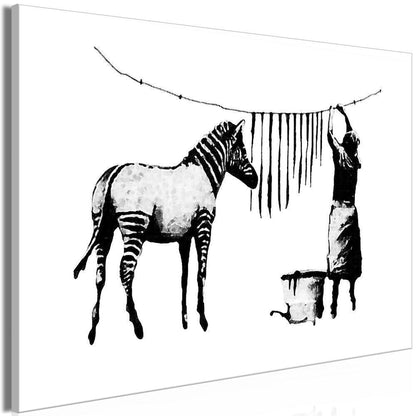 Canvas Print - Banksy: Washing Zebra (1 Part) Wide-ArtfulPrivacy-Wall Art Collection