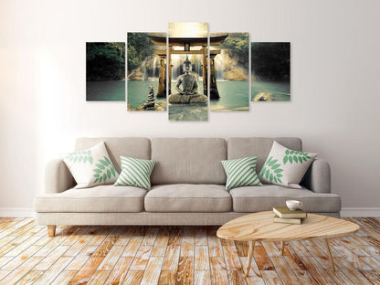 Canvas Print - Buddha Smile (5 Parts) Wide-ArtfulPrivacy-Wall Art Collection