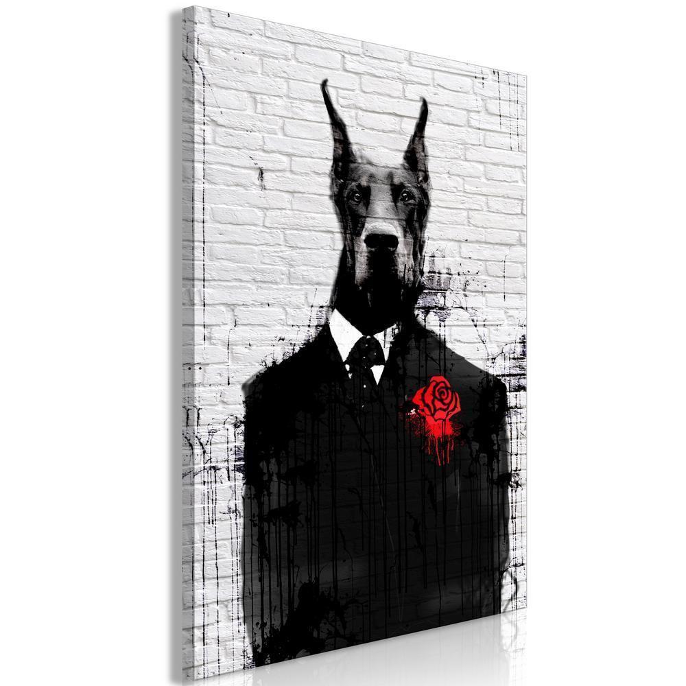 Canvas Print - Doberman in Suit (1 Part) Vertical-ArtfulPrivacy-Wall Art Collection