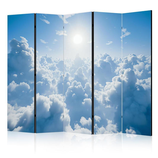 Room Divider - Heavenly Calm: Warm Rays of the Sun- A 5 Panel Folding Screen For Living rooms, bedrooms or home office, decorative folding screen made with wood and canvas