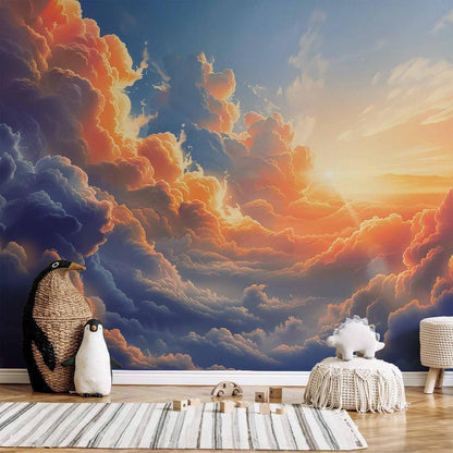 Wall Mural - Sunset Over a Cloudy Sea: A Wonderful Symphony of Colors