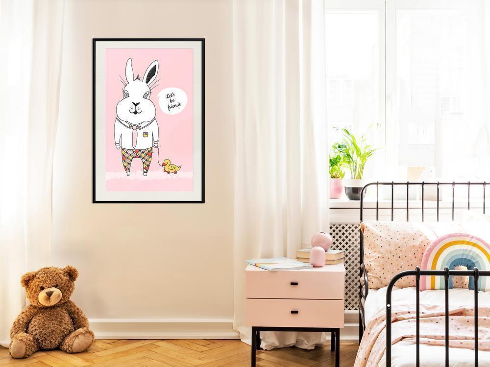 Nursery Room Wall Frame - Friendly Bunny-artwork for wall with acrylic glass protection