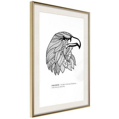 Black and white Wall Frame - Symbol of Freedom-artwork for wall with acrylic glass protection
