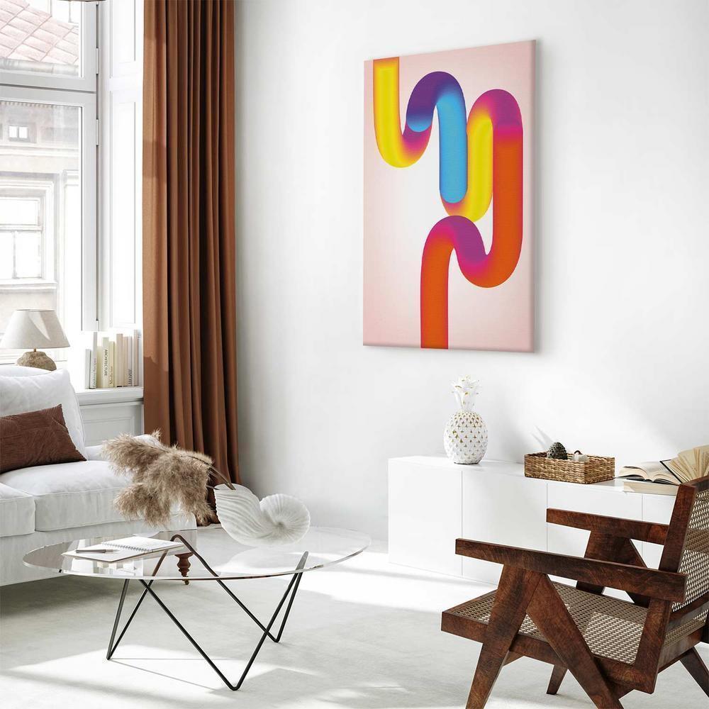 Canvas Print - Colorful Turns - Dynamic Composition in Shades of Yellow Pink and Blue