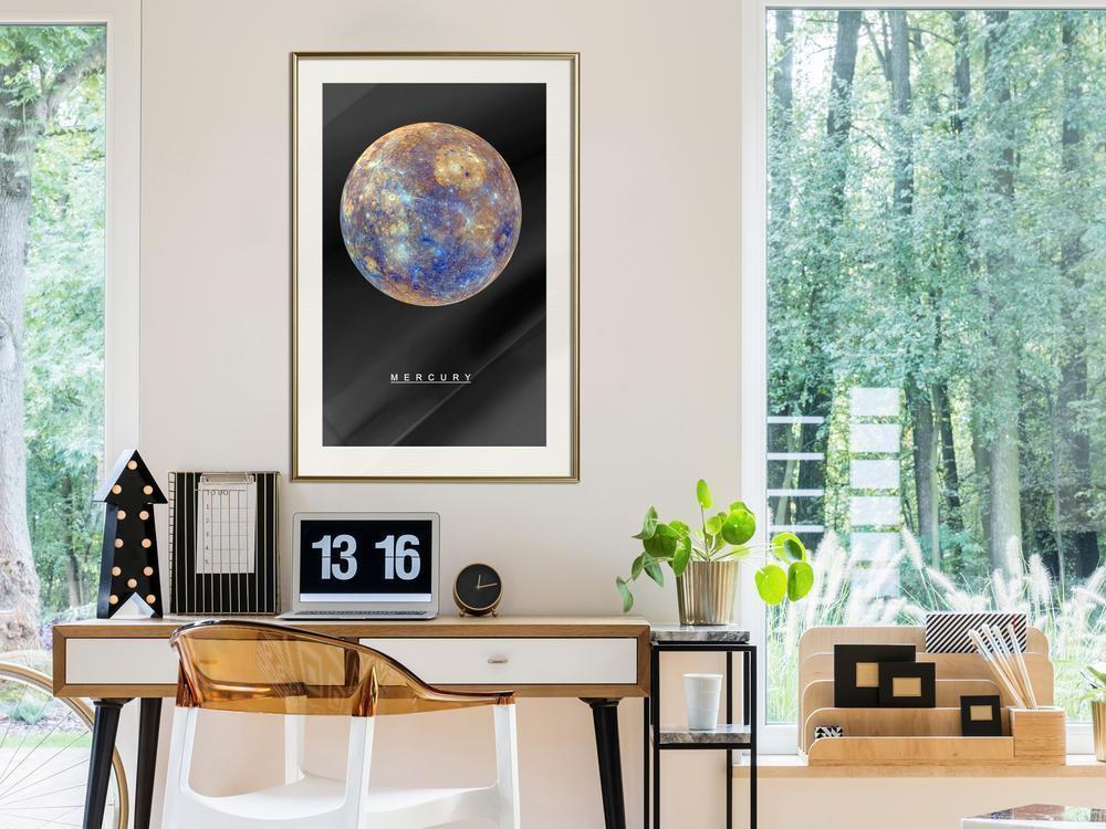 Framed Art - The Solar System: Mercury-artwork for wall with acrylic glass protection