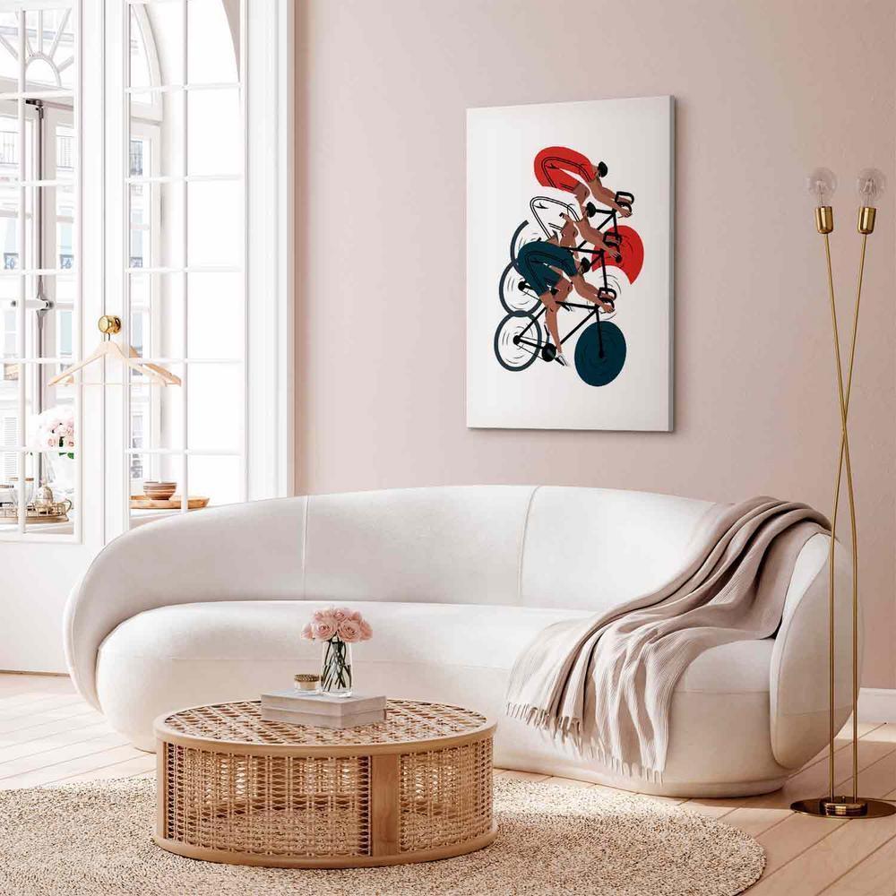 Canvas Print - Cycling Race Competitors on a Light Background - Illustration