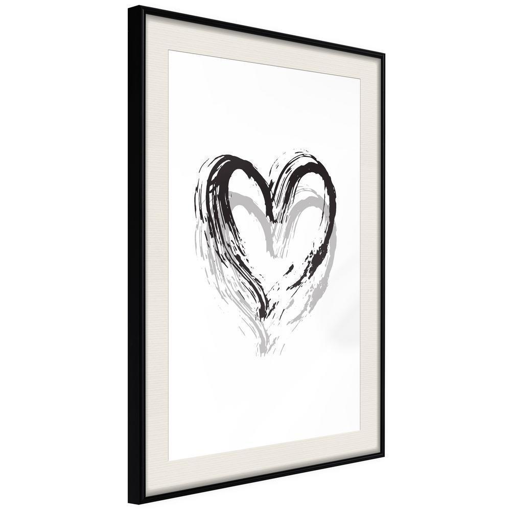 Black and White Framed Poster - Painted Declaration of Love-artwork for wall with acrylic glass protection