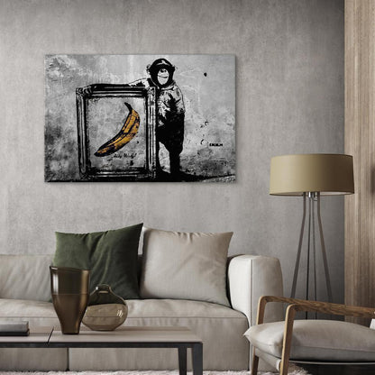 Canvas Print - Inspired by Banksy - black and white-ArtfulPrivacy-Wall Art Collection