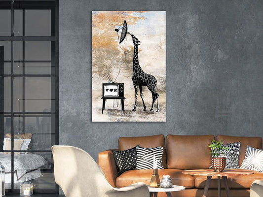 Canvas Print - Television Giraffe (1 Part) Vertical-ArtfulPrivacy-Wall Art Collection