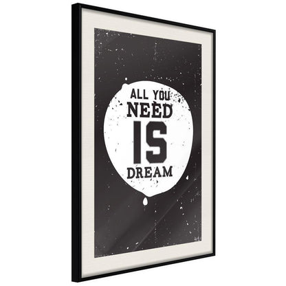 Typography Framed Art Print - All You Need-artwork for wall with acrylic glass protection