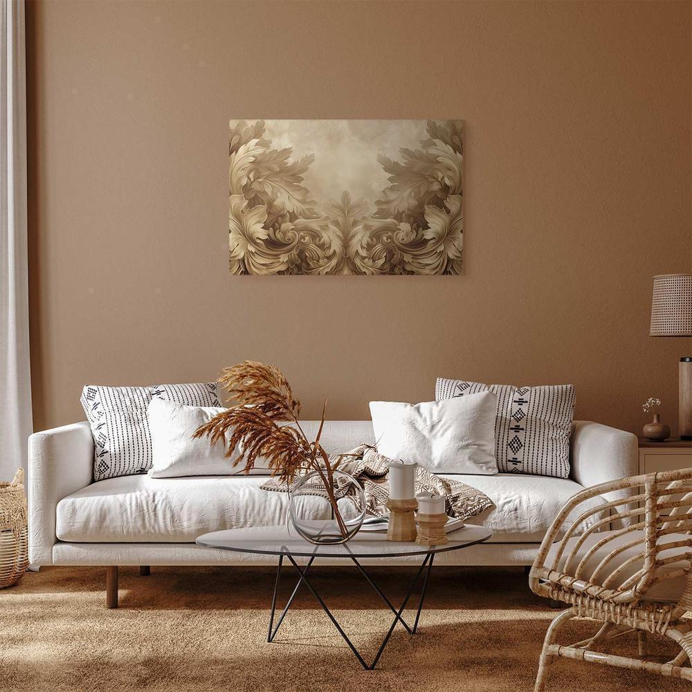 Canvas Print - Carved Baroque Ornaments Rich Composition in Sepia Colors