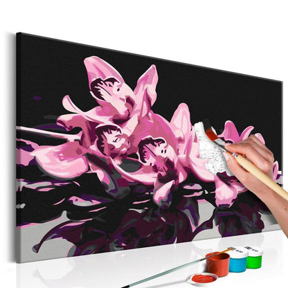 Start learning Painting - Paint By Numbers Kit - Pink Orchid (Black Background) - new hobby