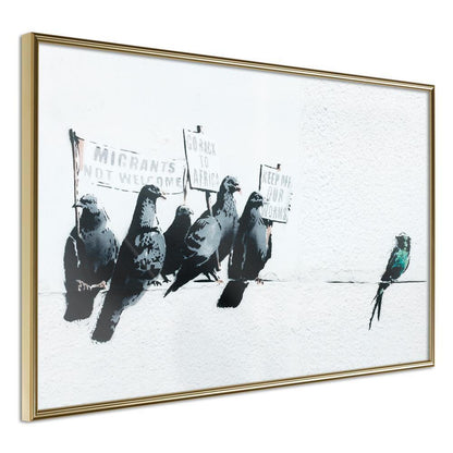 Urban Art Frame - Banksy: Pigeons-artwork for wall with acrylic glass protection