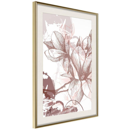 Botanical Wall Art - Drawn Flower-artwork for wall with acrylic glass protection