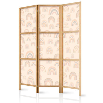 Japanese Room Divider - August Sky - Rainbows of Various Sizes in Muted Colors