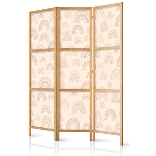 Japanese Room Divider - August Sky - Rainbows of Various Sizes in Muted Colors