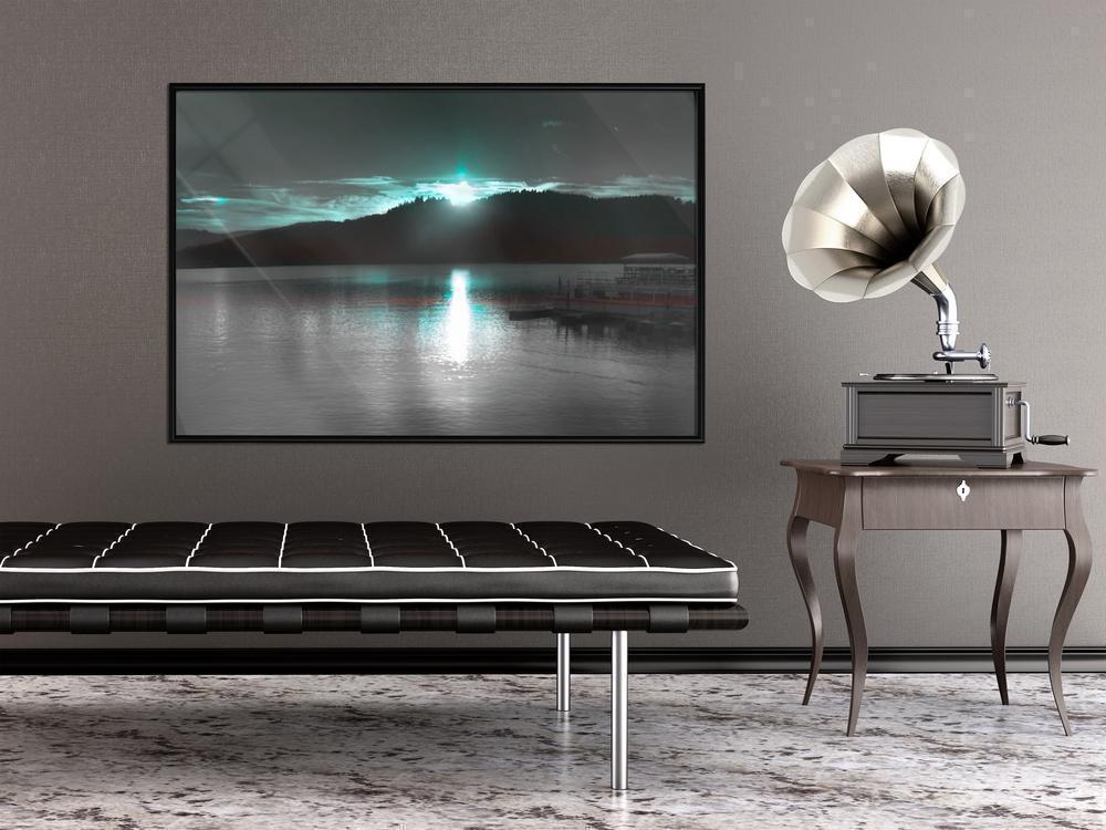 Winter Design Framed Artwork - Aurora at the Horizon-artwork for wall with acrylic glass protection