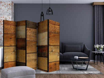 Room Divider - Wooden Textures II- A 5 Panel Folding Screen For Living rooms, bedrooms or home office, decorative folding screen made with wood and canvas