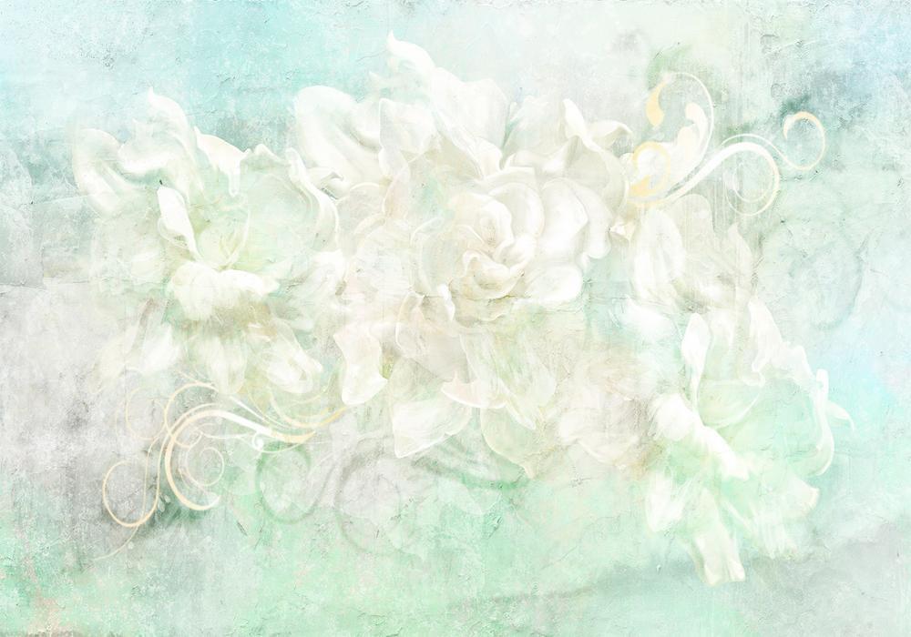 Wall Mural - Blossoming among pastels - abstract with floral motif and patterns-Wall Murals-ArtfulPrivacy