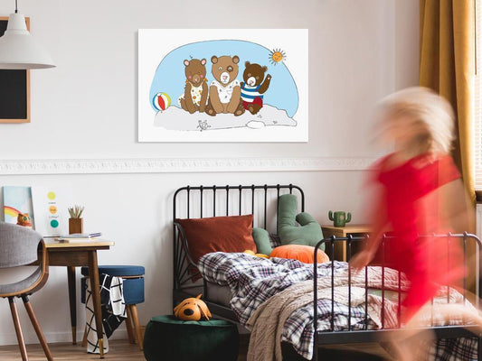 Canvas Print - Teddy Bears on the Beach (1 Part) Wide-ArtfulPrivacy-Wall Art Collection