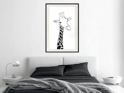 Black and White Framed Poster - Giraffe-artwork for wall with acrylic glass protection