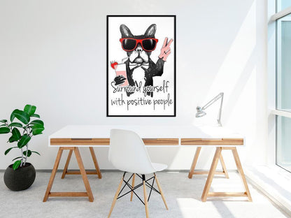 Motivational Wall Frame - Positive Bulldog-artwork for wall with acrylic glass protection