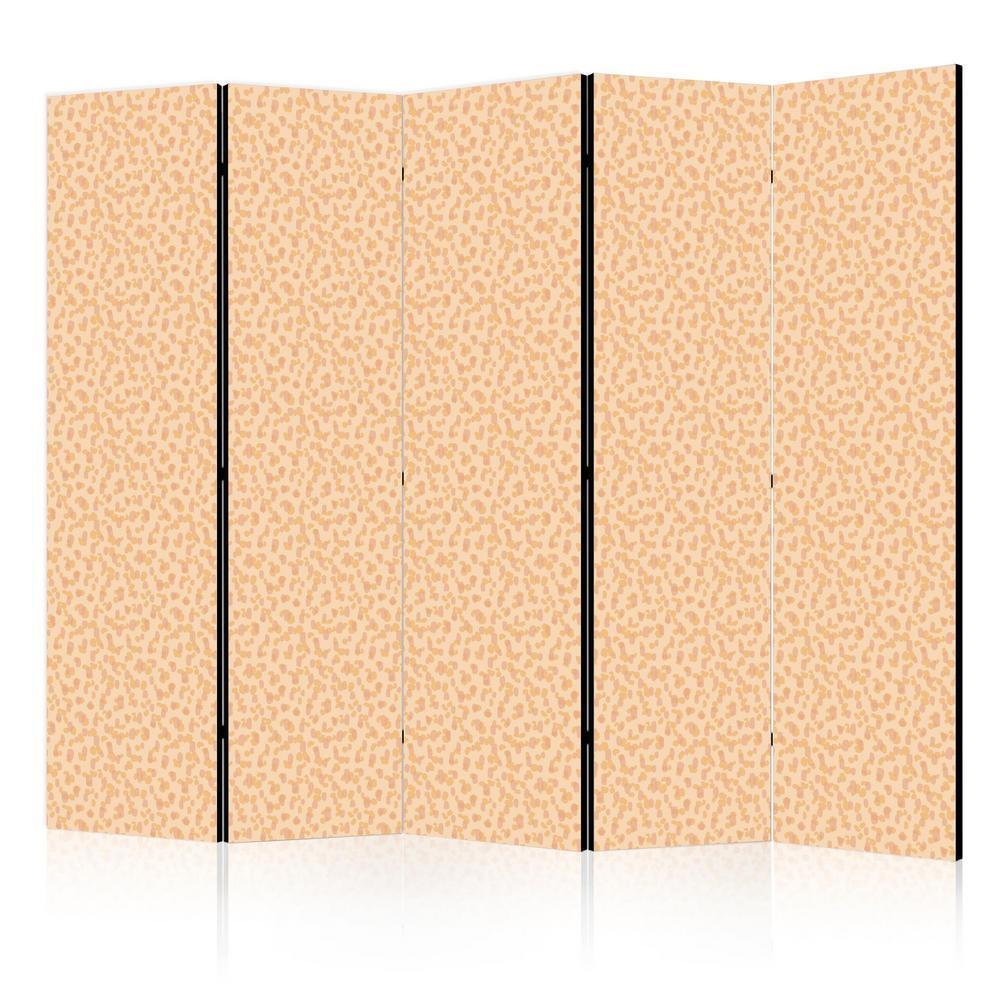 Room Divider - Tiny Dots - Optimistic Pattern in Peach Colors- A 5 Panel Folding Screen For Living rooms, bedrooms or home office, decorative folding screen made with wood and canvas