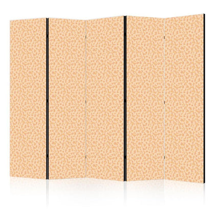 Room Divider - Tiny Dots - Optimistic Pattern in Peach Colors- A 5 Panel Folding Screen For Living rooms, bedrooms or home office, decorative folding screen made with wood and canvas