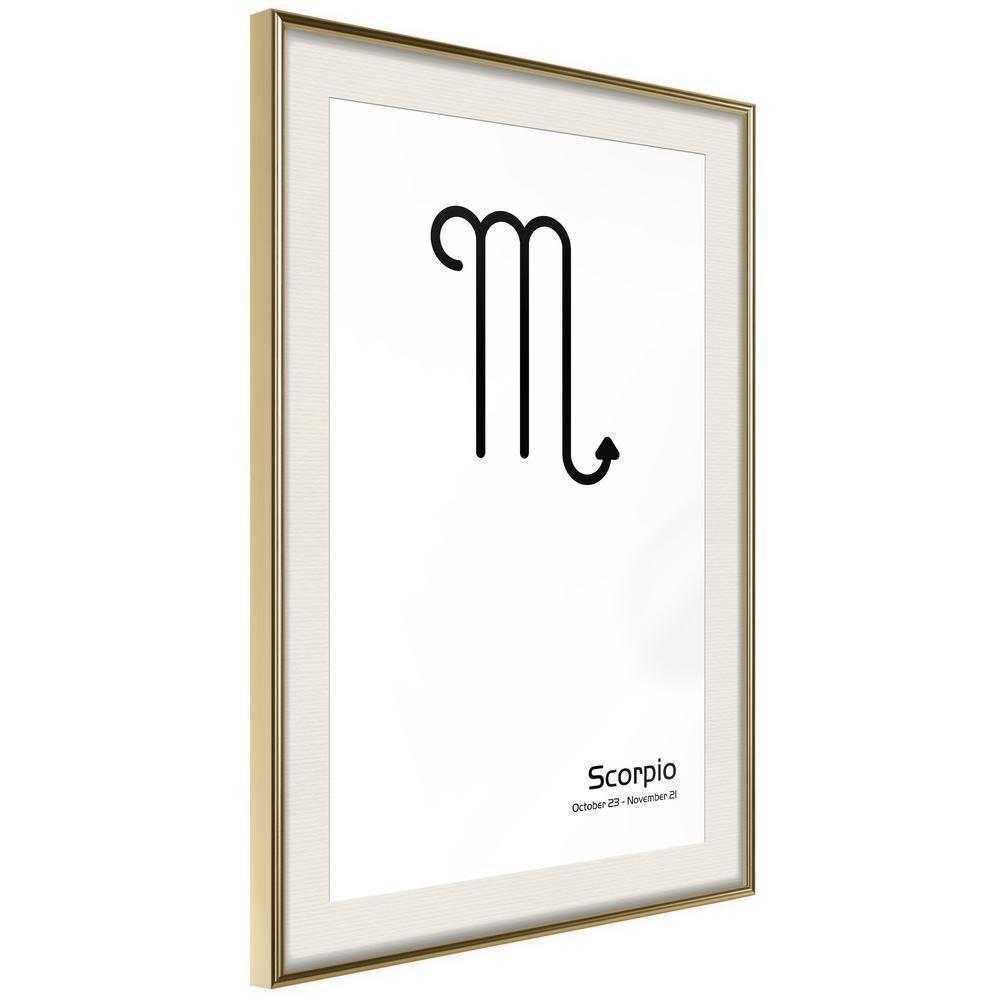 Typography Framed Art Print - Zodiac: Scorpio II-artwork for wall with acrylic glass protection