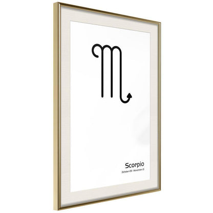 Typography Framed Art Print - Zodiac: Scorpio II-artwork for wall with acrylic glass protection