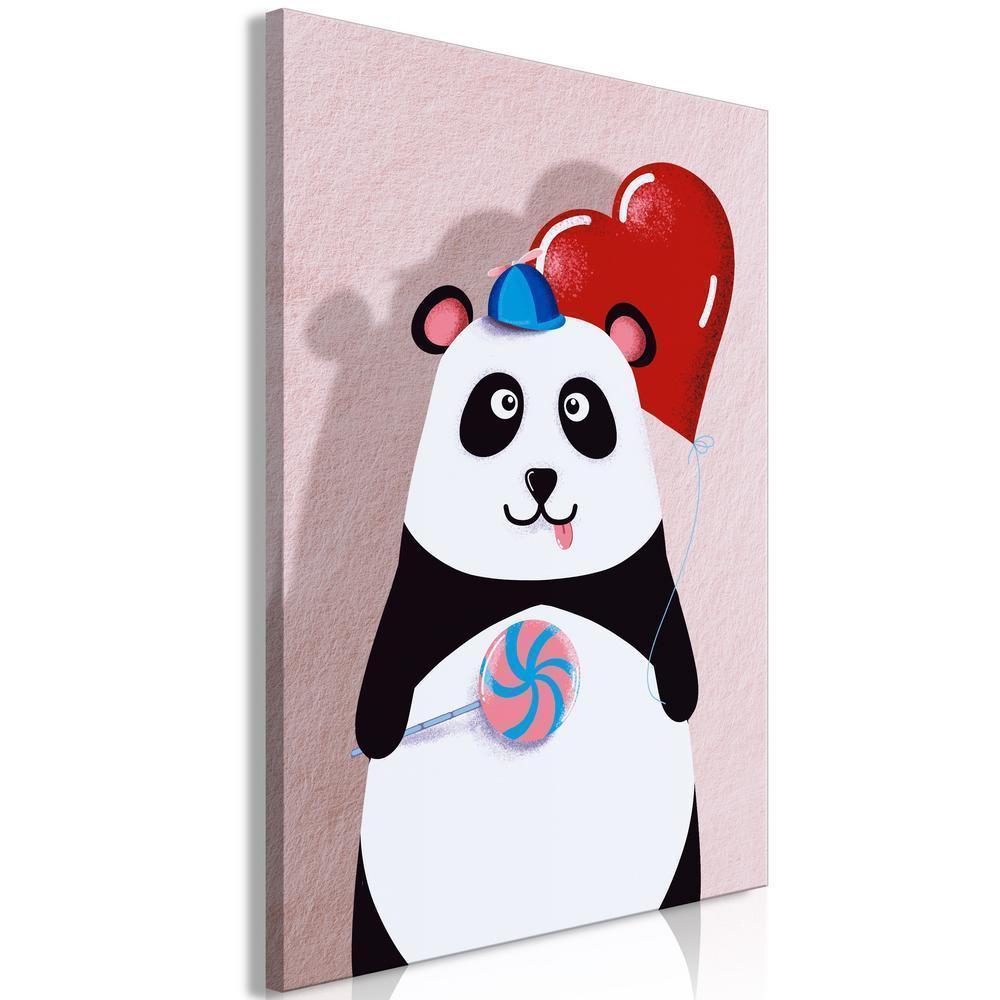 Canvas Print - Panda with a Balloon (1 Part) Vertical-ArtfulPrivacy-Wall Art Collection