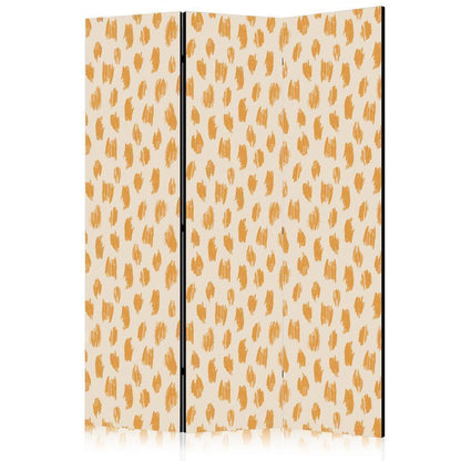 Room Divider - Drawn Pattern in Spots and Dots in Shades of Orange and Ecru