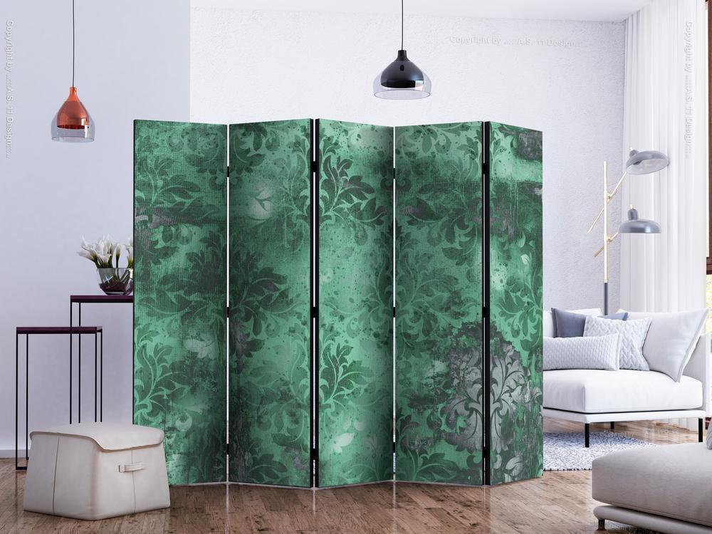 Decorative partition-Room Divider - Emerald Memory II-Folding Screen Wall Panel by ArtfulPrivacy