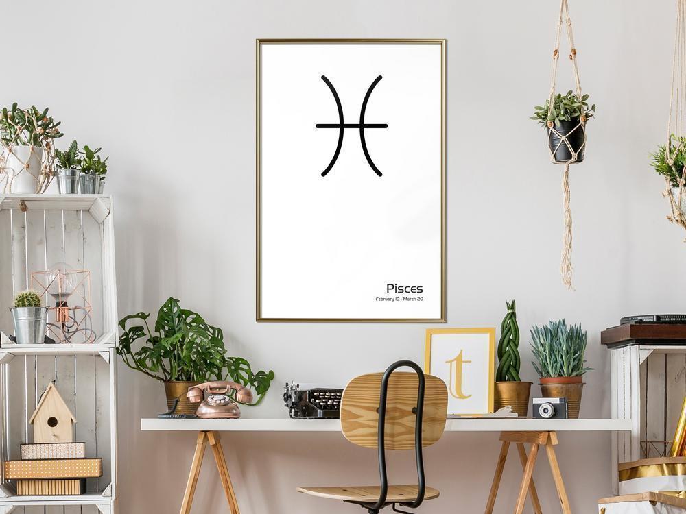 Typography Framed Art Print - Zodiac: Pisces II-artwork for wall with acrylic glass protection