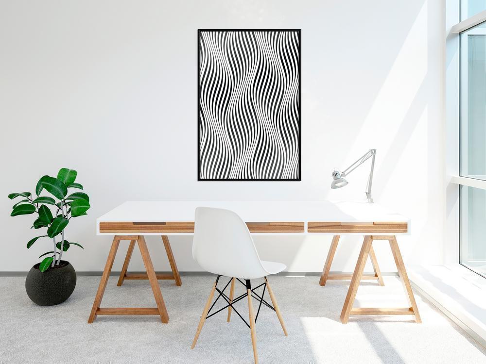 Black and White Framed Poster - Illusion of Movement-artwork for wall with acrylic glass protection