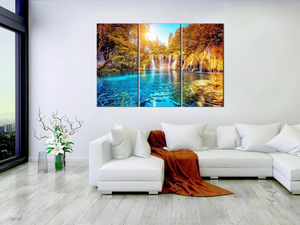 Canvas Print - Waterfalls of Sunny Forest-ArtfulPrivacy-Wall Art Collection