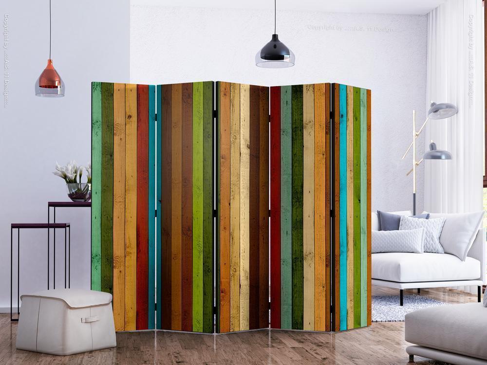 Decorative partition-Room Divider - Wooden rainbow II-Folding Screen Wall Panel by ArtfulPrivacy