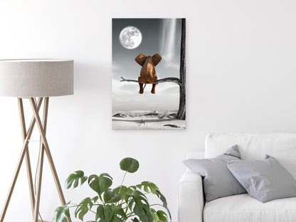 Canvas Print - Elephant and Moon (1 Part) Vertical-ArtfulPrivacy-Wall Art Collection