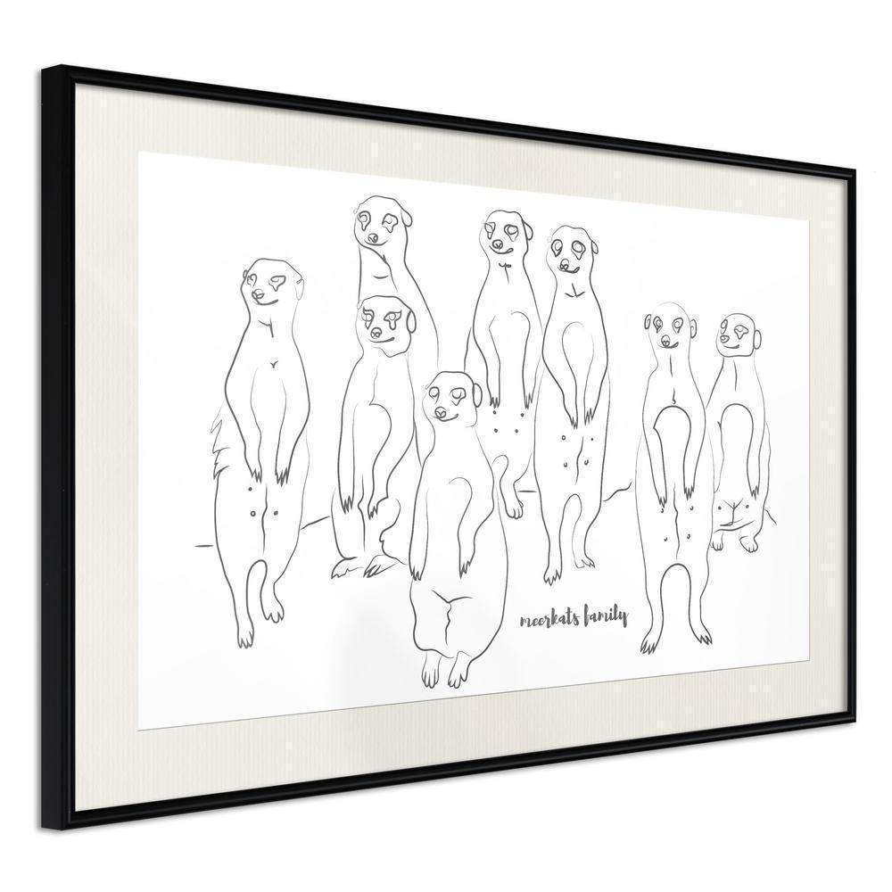 Black and White Framed Poster - Meerkat Lookout-artwork for wall with acrylic glass protection