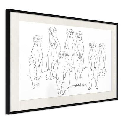 Black and White Framed Poster - Meerkat Lookout-artwork for wall with acrylic glass protection