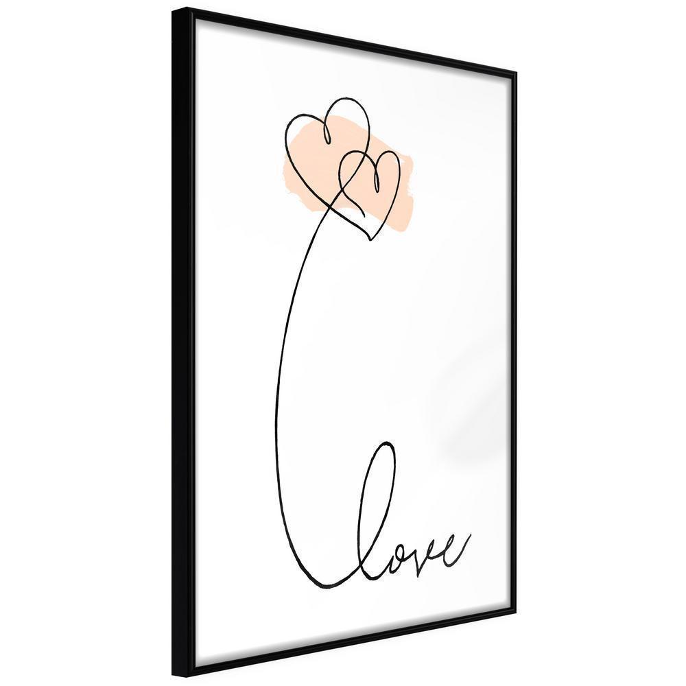 Black and White Framed Poster - Love Balloon-artwork for wall with acrylic glass protection