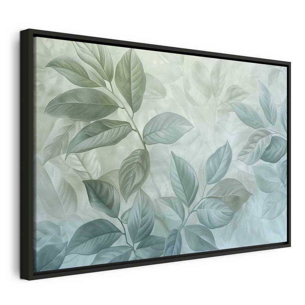 Canvas Print - Large Leaves in Shades of Green-Mint: Botanical Motif