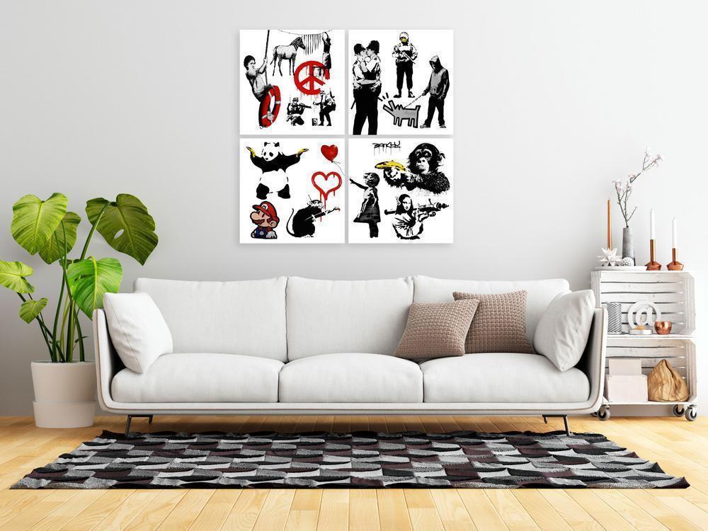 Canvas Print - Banksy World (4 Parts)-ArtfulPrivacy-Wall Art Collection