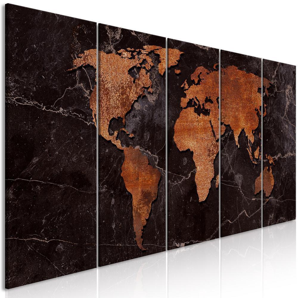 Canvas Print - Copper Map (5 Parts) Narrow-ArtfulPrivacy-Wall Art Collection