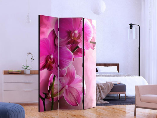 Decorative partition-Room Divider - Pink Orchid-Folding Screen Wall Panel by ArtfulPrivacy